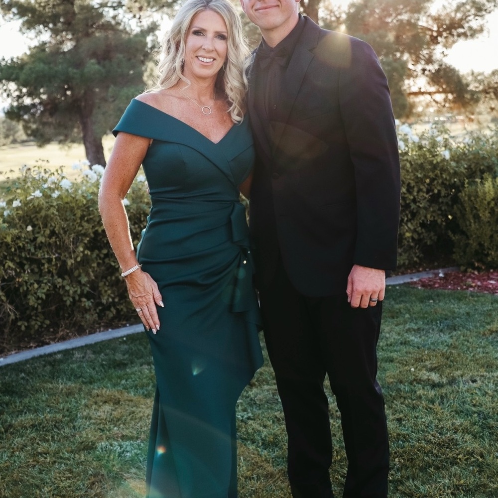 Camille La Vie Green Off-Shoulder Dress